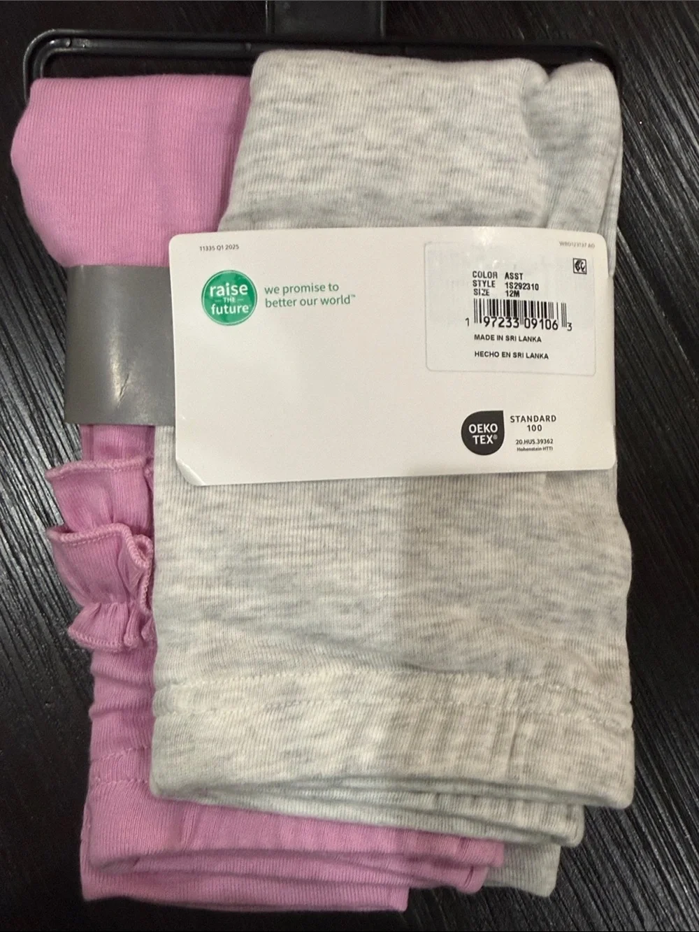 NWT Size 12M Carter's 2-Pack Baby Pants in Heather Gray & Pink